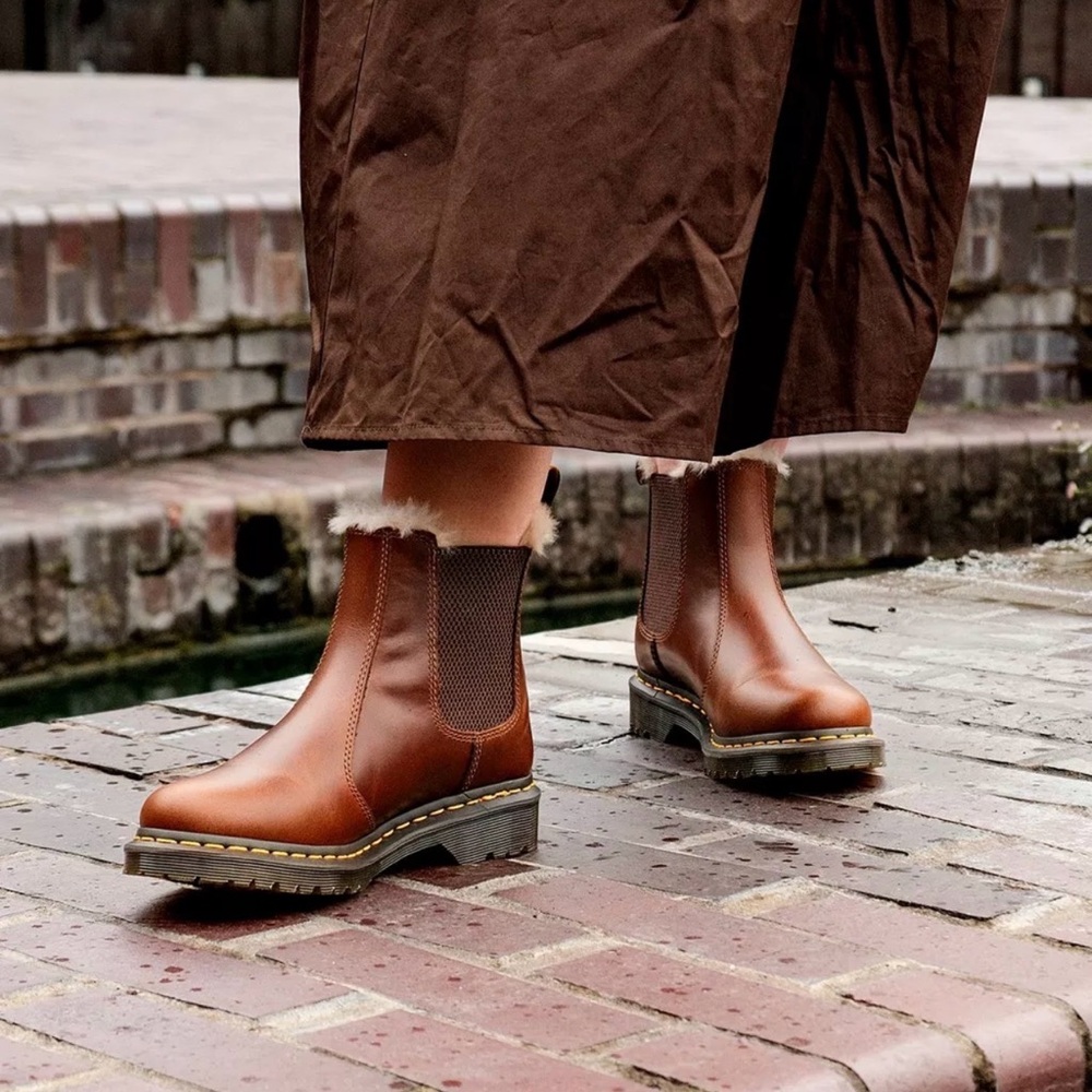 Dr. Martens Brown Fur-Lined Chelsea Boots